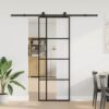 Sliding Door with Hardware Set 76x205 cm ESG Glass & Aluminium