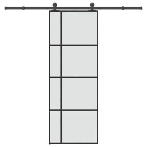 Sliding Door with Hardware Set 76x205 cm ESG Glass & Aluminium