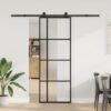Sliding Door with Hardware Set 76x205 cm ESG Glass & Aluminium