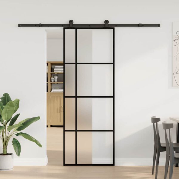 Sliding Door with Hardware Set 76x205 cm ESG Glass & Aluminium