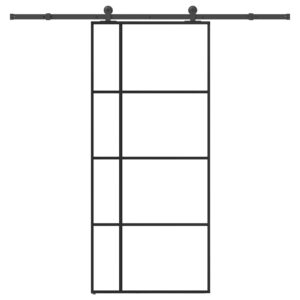 Sliding Door with Hardware Set 90x205 cm ESG Glass & Aluminium