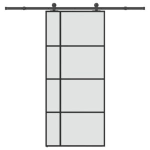 Sliding Door with Hardware Set 90x205 cm ESG Glass & Aluminium