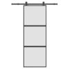 Sliding Door with Hardware Set 76x205 cm Tempered Glass & Aluminium