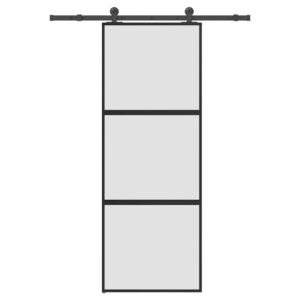 Sliding Door with Hardware Set 76x205 cm Tempered Glass & Aluminium