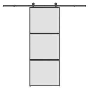 Sliding Door with Hardware Set 76x205 cm Tempered Glass & Aluminium