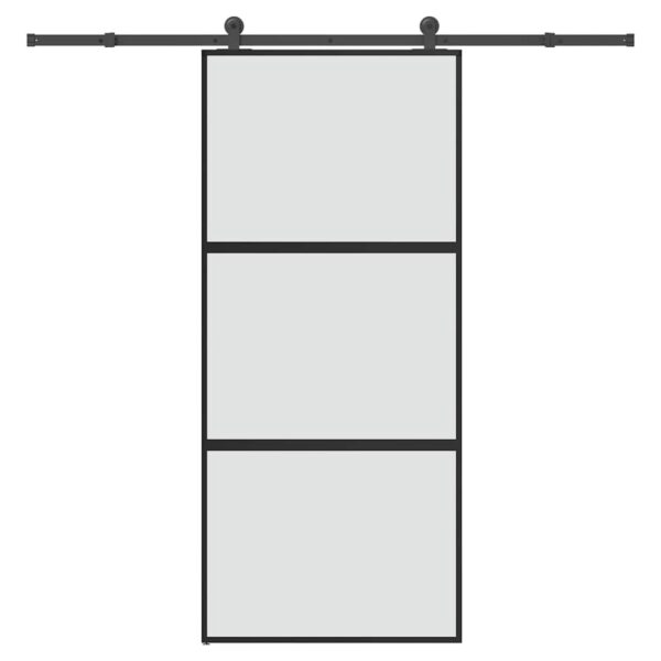 Sliding Door with Hardware Set 90x205 cm Tempered Glass & Aluminium