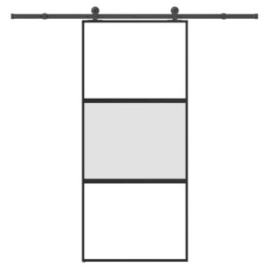Sliding Door with Hardware Set 90x205 cm Tempered Glass & Aluminium