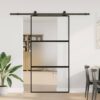 Sliding Door with Hardware Set 102,5x205 cm Tempered Glass & Aluminium