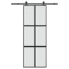 Sliding Door with Hardware Set 76x205 cm Tempered Glass & Aluminium