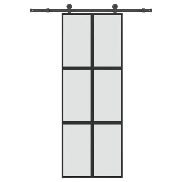 Sliding Door with Hardware Set 76x205 cm Tempered Glass & Aluminium