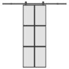 Sliding Door with Hardware Set 76x205 cm Tempered Glass & Aluminium