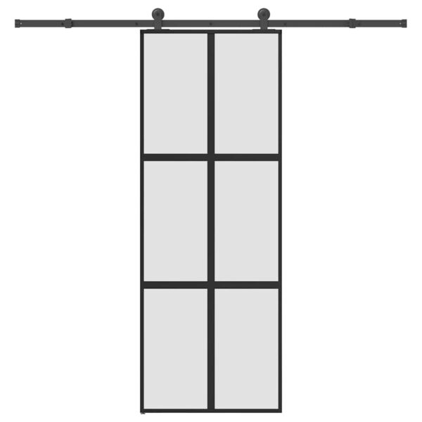 Sliding Door with Hardware Set 76x205 cm Tempered Glass & Aluminium