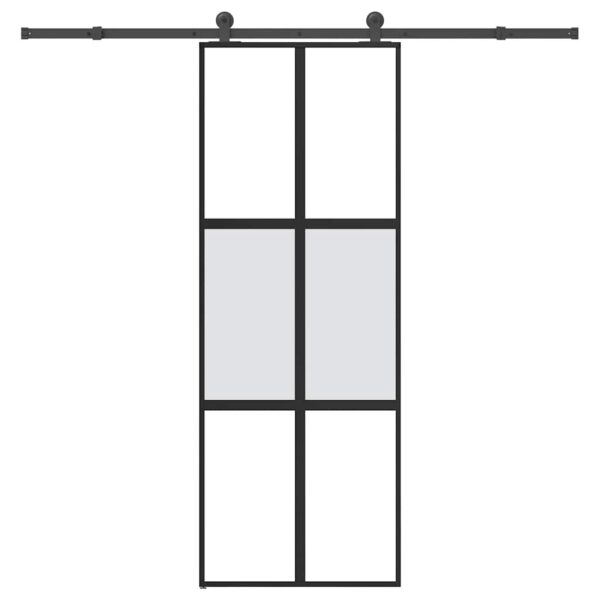 Sliding Door with Hardware Set 76x205 cm Tempered Glass & Aluminium
