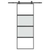 Sliding Door with Hardware Set 76x205 cm Tempered Glass & Aluminium