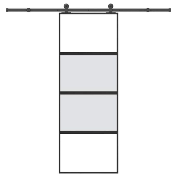 Sliding Door with Hardware Set 76x205 cm Tempered Glass & Aluminium