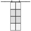 Sliding Door with Hardware Set 76x205 cm Tempered Glass & Aluminium
