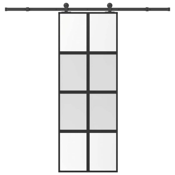 Sliding Door with Hardware Set 76x205 cm Tempered Glass & Aluminium