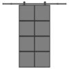 Sliding Door with Hardware Set 102.5x205 cm Tempered Glass and Aluminium