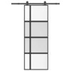 Sliding Door with Hardware Set 76x205 cm Tempered Glass & Aluminium