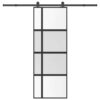 Sliding Door with Hardware Set 76x205 cm Tempered Glass & Aluminium