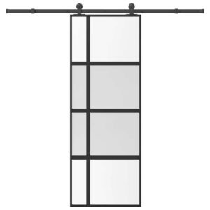 Sliding Door with Hardware Set 76x205 cm Tempered Glass & Aluminium