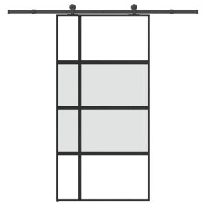 Sliding Door with Hardware Set 102.5x205 cm Tempered Glass and Aluminium