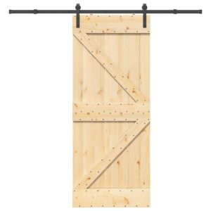 Sliding Door with Hardware Set 85x210 cm Solid Wood Pine
