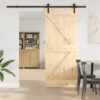 Sliding Door with Hardware Set 85x210 cm Solid Wood Pine