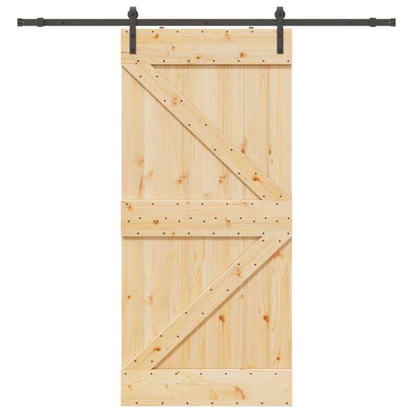 Sliding Door with Hardware Set 80x210 cm Solid Wood Pine