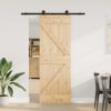 Sliding Door with Hardware Set 70x210 cm Solid Wood Pine