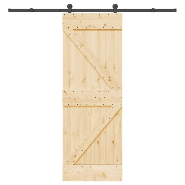 Sliding Door with Hardware Set 70x210 cm Solid Wood Pine