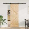 Sliding Door with Hardware Set 70x210 cm Solid Wood Pine