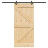 Sliding Door with Hardware Set 80x210 cm Solid Wood Pine