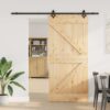 Sliding Door with Hardware Set 80x210 cm Solid Wood Pine