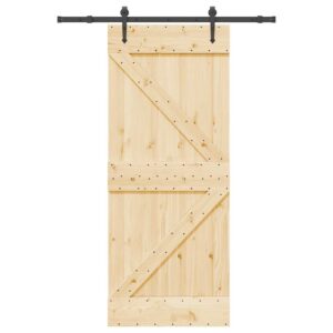 Sliding Door with Hardware Set 85x210 cm Solid Wood Pine