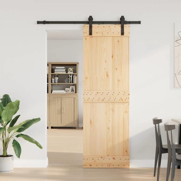 Sliding Door with Hardware Set 70x210 cm Solid Wood Pine