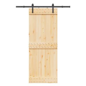 Sliding Door with Hardware Set 80x210 cm Solid Wood Pine