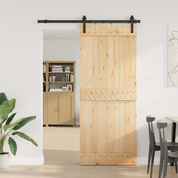 Sliding Door with Hardware Set 85x210 cm Solid Wood Pine