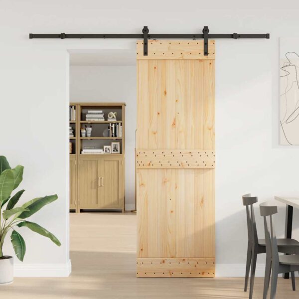 Sliding Door with Hardware Set 70x210 cm Solid Wood Pine