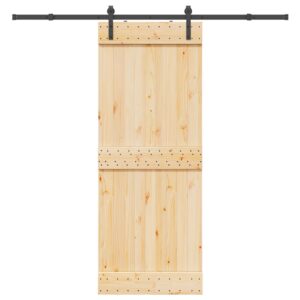 Sliding Door with Hardware Set 80x210 cm Solid Wood Pine