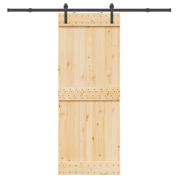 Sliding Door with Hardware Set 80x210 cm Solid Wood Pine