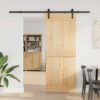 Sliding Door with Hardware Set 80x210 cm Solid Wood Pine