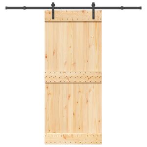 Sliding Door with Hardware Set 90x210 cm Solid Wood Pine