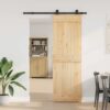 Sliding Door with Hardware Set 70x210 cm Solid Wood Pine