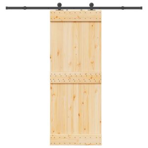 Sliding Door with Hardware Set 80x210 cm Solid Wood Pine