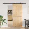 Sliding Door with Hardware Set 85x210 cm Solid Wood Pine