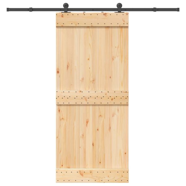 Sliding Door with Hardware Set 90x210 cm Solid Wood Pine