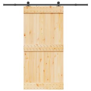 Sliding Door with Hardware Set 100x210 cm Solid Wood Pine