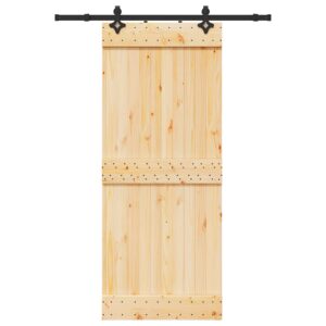 Sliding Door with Hardware Set 85x210 cm Solid Wood Pine