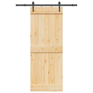 Sliding Door with Hardware Set 80x210 cm Solid Wood Pine